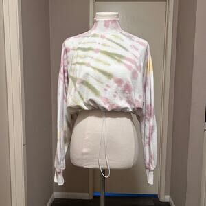 Aeropostale Tie-Dye Cinched Cropped Mock Sweatshirt Size Small